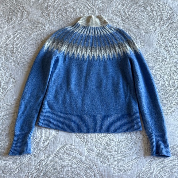 J. Crew - Fair Isle Turtleneck Sweater in Supersoft Yarn Hthr Blue Natural Grey - Picture 8 of 10